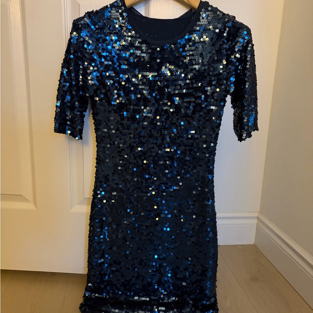 BCBGMaxAzria Navy Sequin Dress